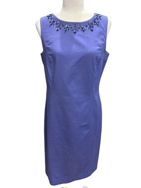 Talbots Sleeveless Jeweled Lavender Sheath Dress